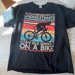 Men's Large Graphic Cycling Tee "Never Underestimate An Old Man on Bike" Casual